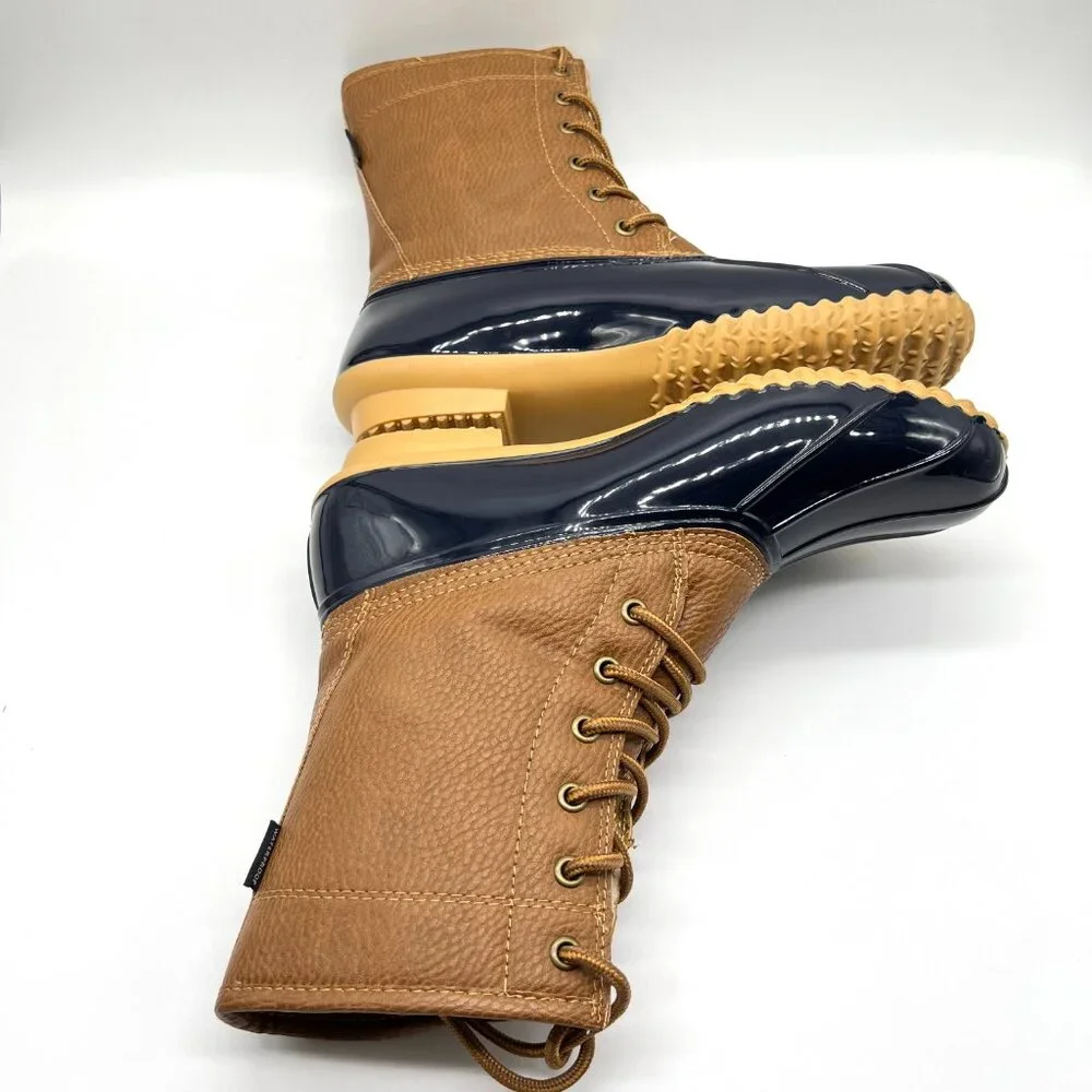 JBU By Jambu Womens Size 7.5 7.5M Tan Brown Navy Blue Waterproof‎ Duck Boots
